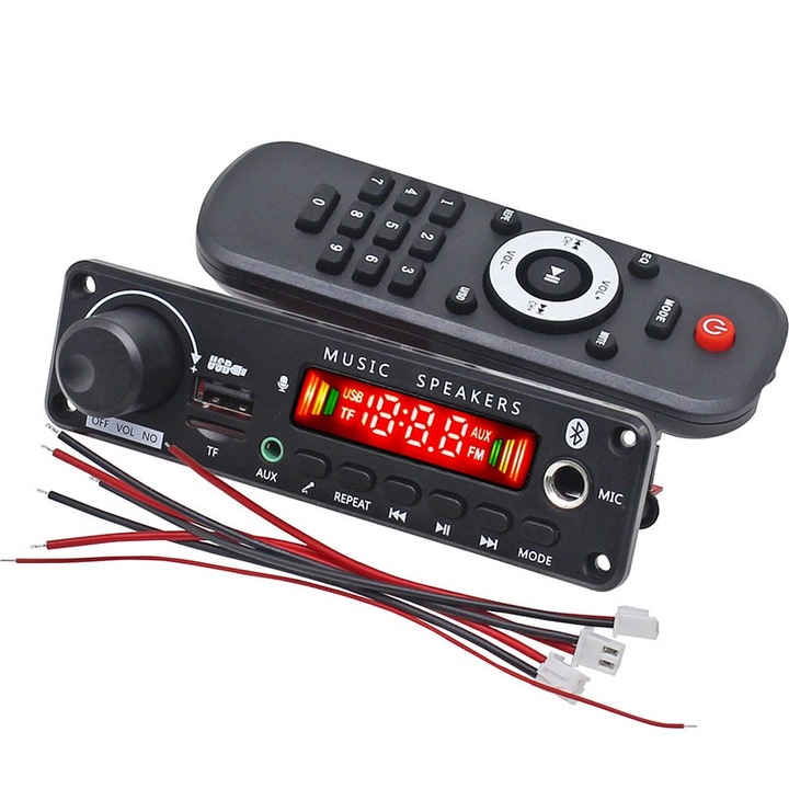 MP3 декодер с 2x60W аудио усилвател, Bluetooth 5.0, радио, microSD и микрофон