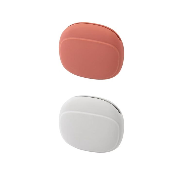 Set 2 cutii de protectie din silicon pentru casti, organizator cablu de incarcare, gri si roz, mic si portabil