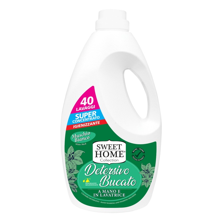 Detergent lichid de rufe Sweet Home 40 spalari, mosc alb, 2000 ml
