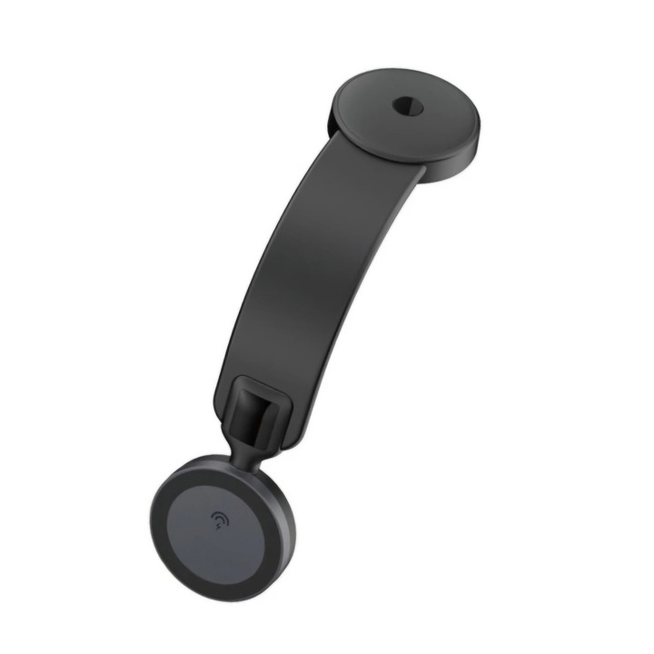 Стойка за телефон за кола, безжично зареждане, 15 W, щипка за табло, самозалепваща лента, гъвкаво рамо, магнитна, черна