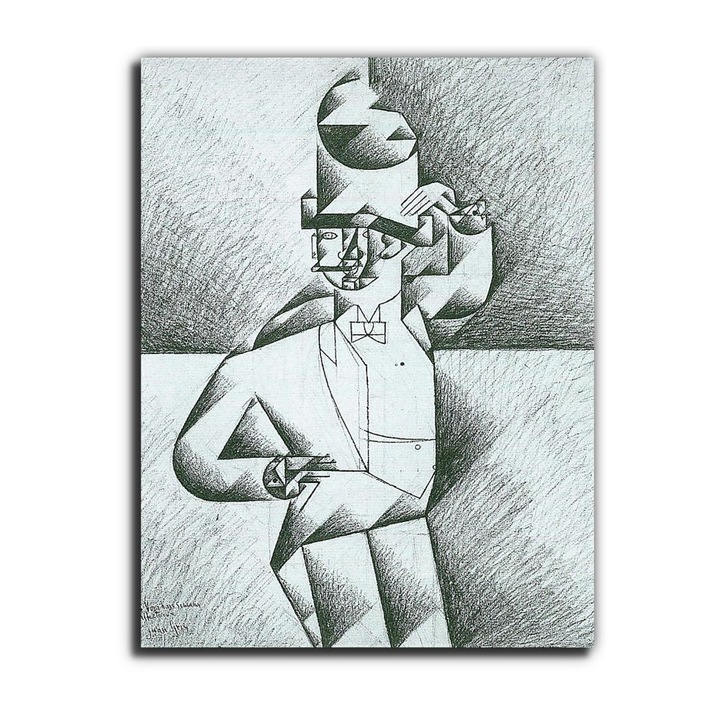 Juan Gris: Férfi a kávézóban, vászonkép, 50x65