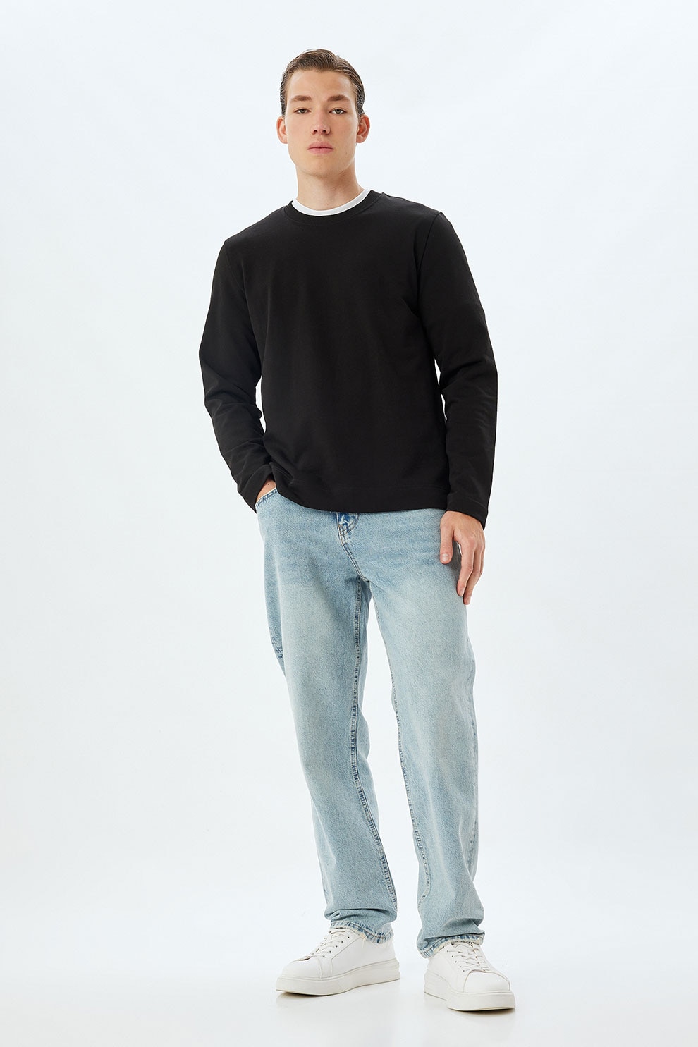 KOTON, Blugi relaxed fit cu buzunare, Albastru deschis, W30-L30