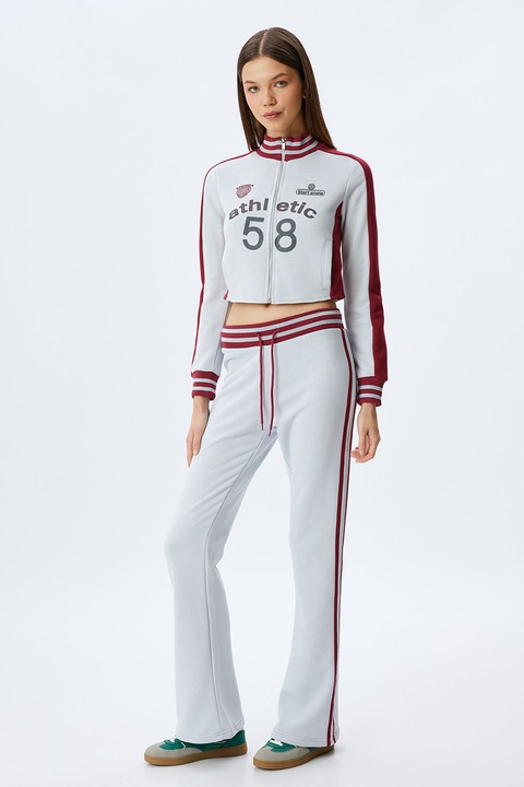 KOTON, Pantaloni de trening evazati cu snur de ajustare, Rosu/Alb murdar