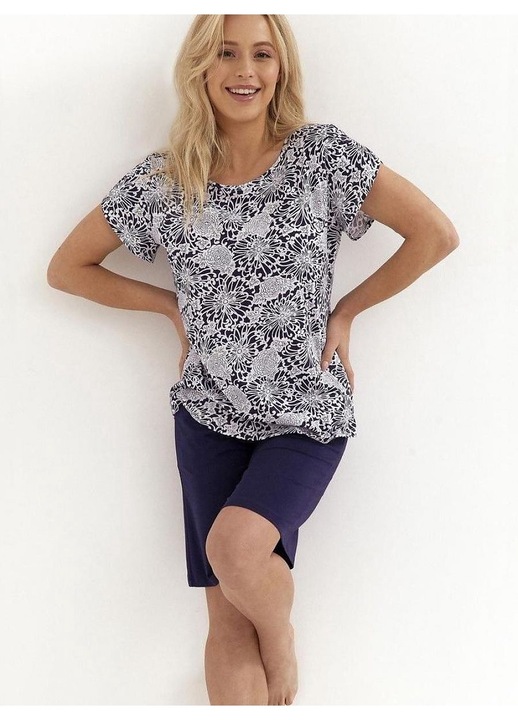 Set pijamale dama Cana, bleumarin, bumbac 100%, maneca scurta, pantaloni scurti cu buzunare, S INTL