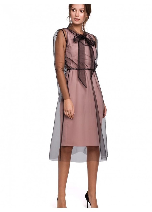 Коктейлна рокля, Makover, Полиестер/еластан, Розова, 2XL INTL