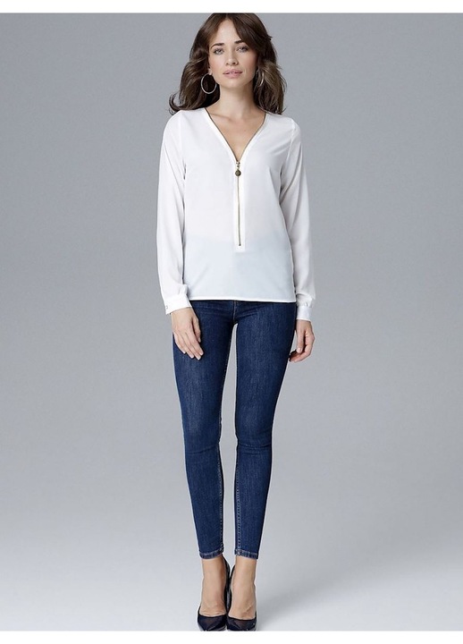 Bluza dama, Lenitif, cu fermoar, bej, LYCRA, poliester