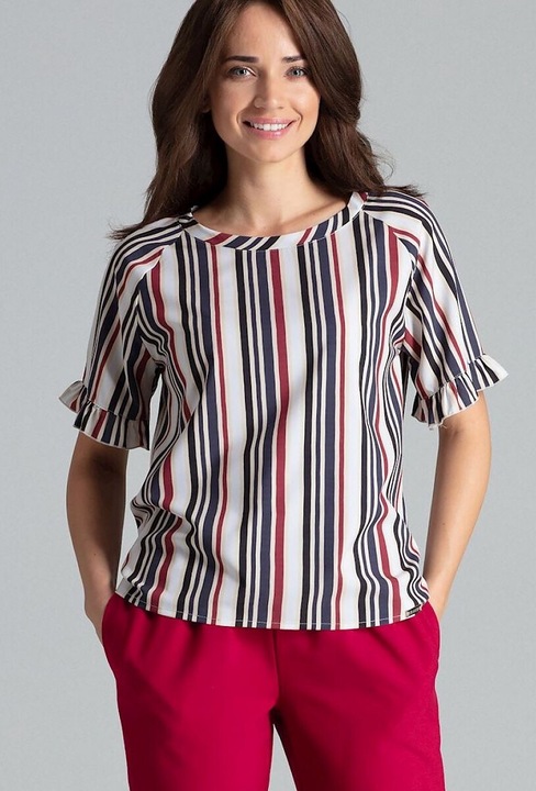 Bluza dama, Lenitif, multicolor, cu dungi, maneci scurte, poliester