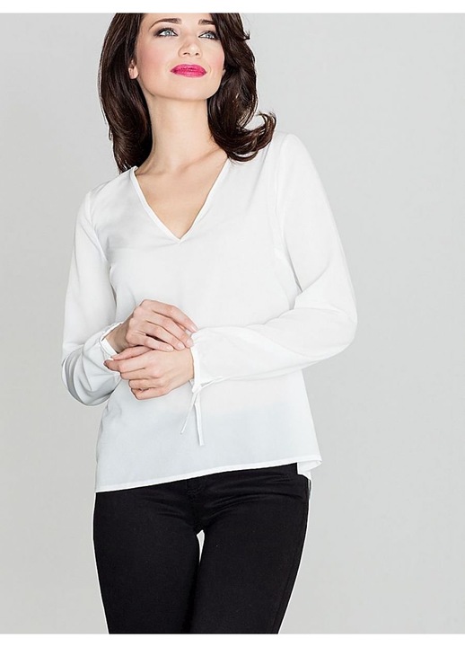 Bluza dama, Lenitif, maneci lungi, decolteu mic, bej, poliester