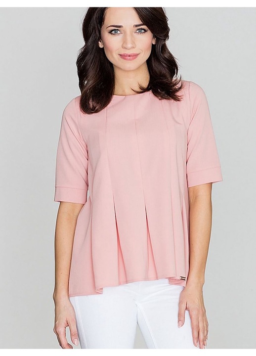 Bluza dama, Lenitif, roz, poliester, maneci scurte, decolteu rotund