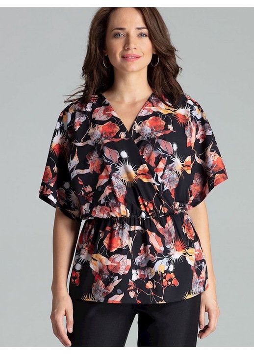 Bluza dama, Lenitif, florala, cu maneci kimono, multicolor, poliester