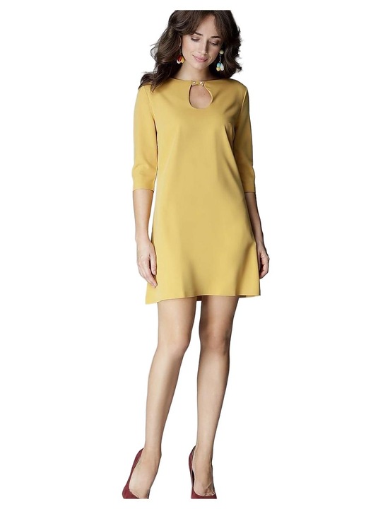 Rochie de zi, Lenitif, 3/4 lungime, Poliester/Viscoza, Galben