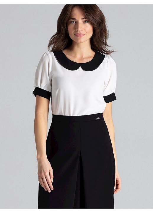 Bluza dama Lenitif, bej, scurta, eleganta, poliester 80%, elastan 3%