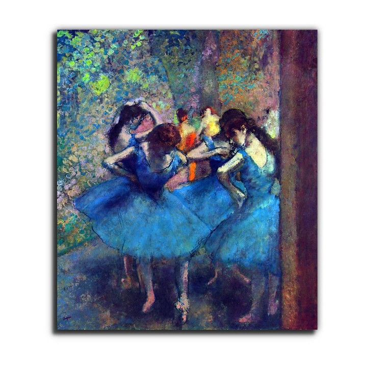 Edgar Degas: Balett- táncosnők kék ruhában, vászonkép, 55x65