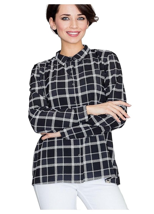 Дамска риза, Ленитиф, с дълъг ръкав, черна, полиестер.