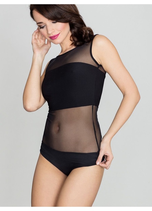 Дамско боди Lenitif, прозрачно, полиестер, черно, S INTL