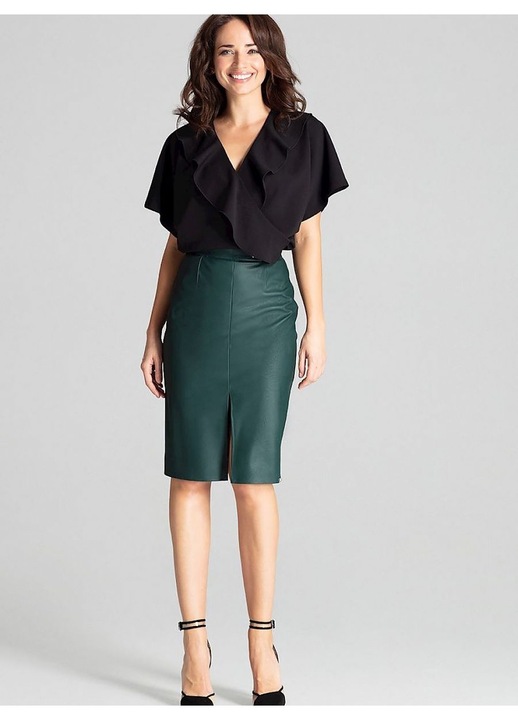 Пола тип молив, Ленитиф, миди, зелена, еко кожа, S INTL