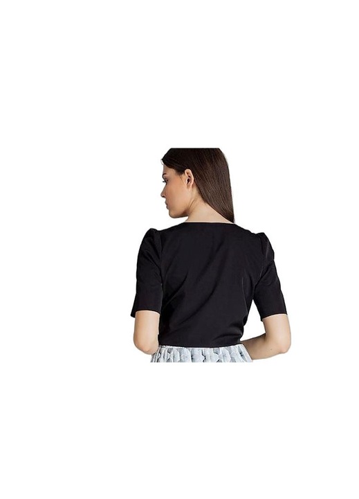 Camasa dama, Lenitif, neagra, scurta, cu decolteu inima, maneci scurte, poliester.