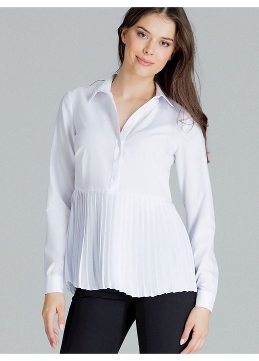 Bluza dama, Lenitif, alba, maneci lungi, semi fermoar, poliester