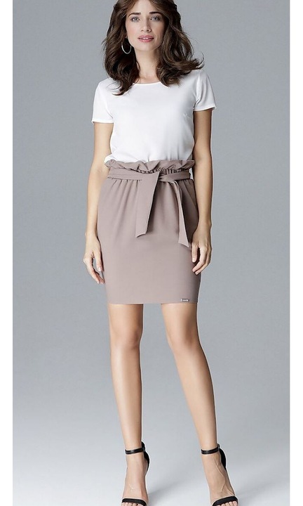 Fusta Lenitif, poliester/vascoza, maro, cu corset plisat, talie elastica, S INTL