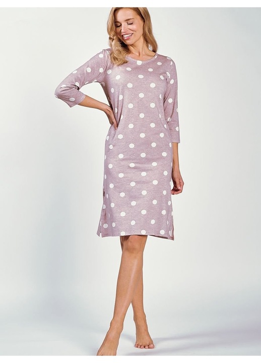 Pijamale dama, Taro, camasa de noapte, 100% bumbac, bej, lungime sub genunchi, S INTL