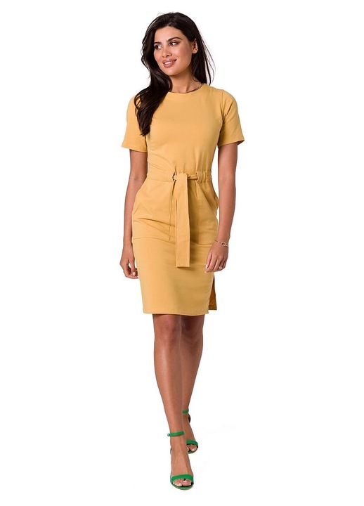 Дневна рокля, BeWear, памук/еластан, жълта, къса, L INTL