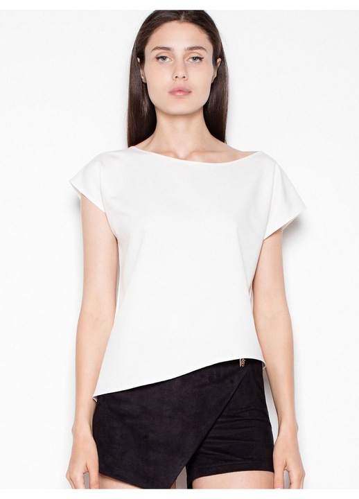 Tricou dama Venaton, asimetric, elegant, bej, poliester 65% - viscoza 35%