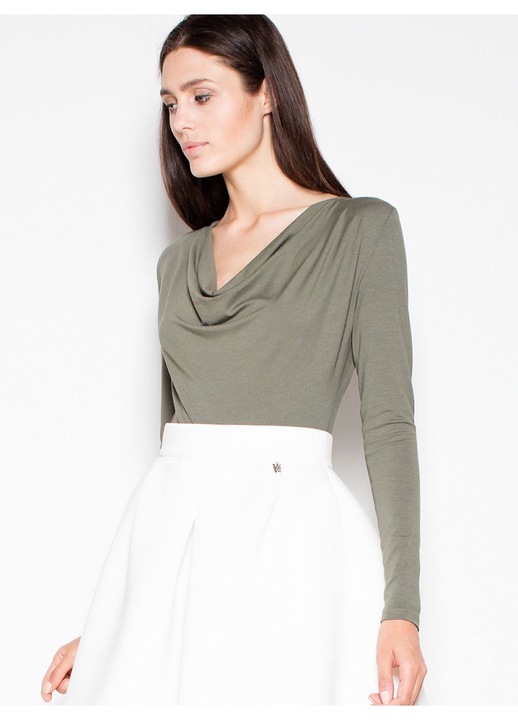 Body Venaton, verde, din viscoza, cu maneci lungi, Verde