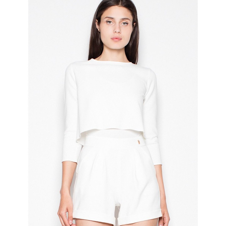 Salopeta dama Venaton, eleganta, cu pantaloni scurti, maneci lungi, bej, poliester