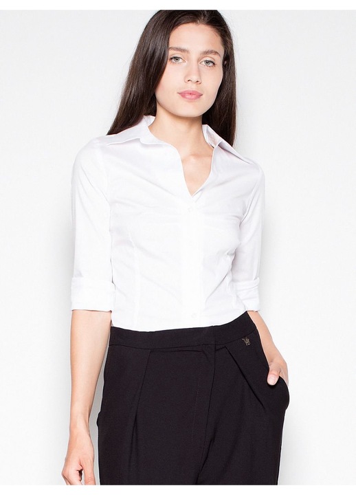 Camasa dama, Venaton, alb, bumbac 80%, maneci lungi, XL INTL