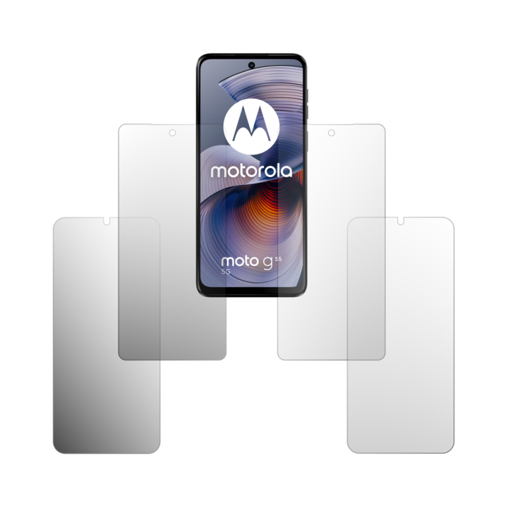 Комплект от 4 протектора Folie24 за екран, за Motorola Moto G55, 2X Ultra-Clear + 2X Matte, пълно покритие на дисплея и удобни за калъфи, залепващи, гъвкави със саморегенерация