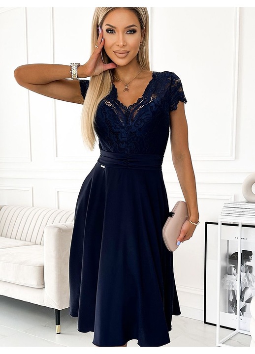 Дамска дантелена рокля, Numoco, Linda,., Тъмносин