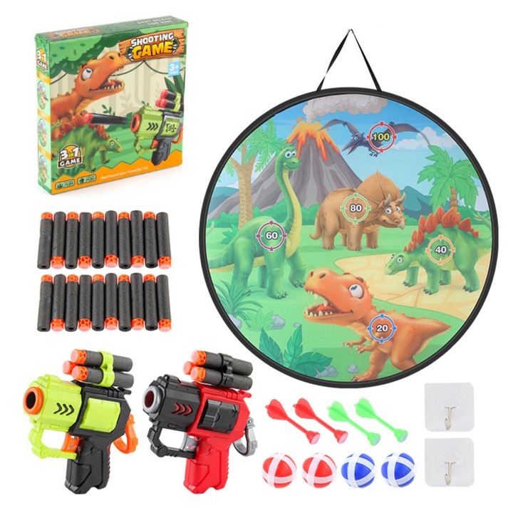 Jormftte 3 az 1-ben darts játék gyerekeknek, 73x73cm, összecsukható kivitel, beltéri és kültéri használatra, 3 év+