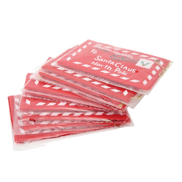 10 darabos karácsonyi borítékkészlet, nem szőtt anyag, piros, 12x8cm