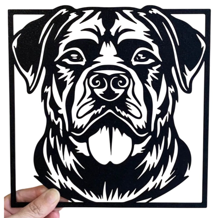 Decoratiune caine Rottweiler, negru, PLA, 20x20cm