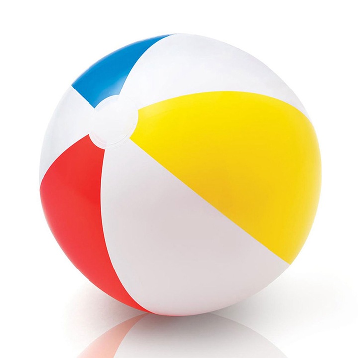Minge de plaja, Bizaical, 51cm, plastic, pentru copii 4-6 ani, usor de umflat, multicolor