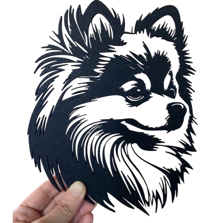 Decoratiune caine Chihuahua, 22x17cm, negru, PLA