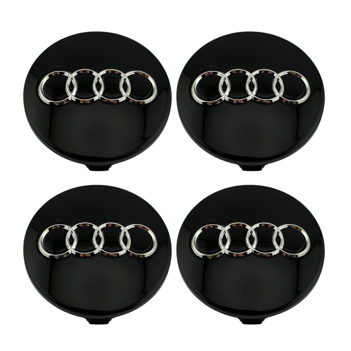 Комплект 4 капачки за джанти Audi - 60 мм, черни гланц