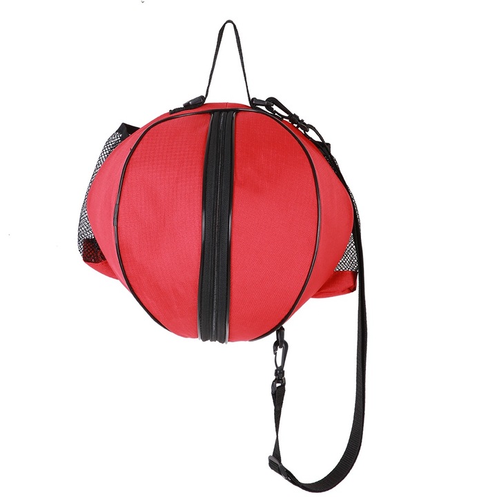 Sporttáska, longziming, piros, kosárlabdához, focihoz, röplabdához, oldalsó zsebekkel, állítható pánttal.