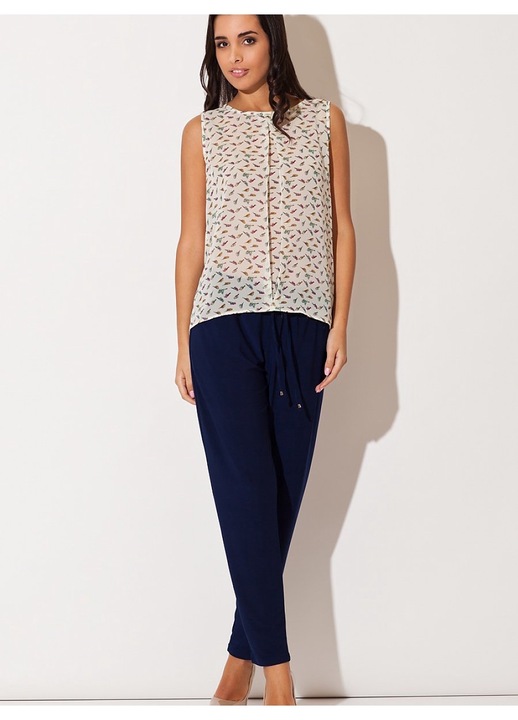 Дамска блуза KATRUS, бежова, полиестер, без ръкави, с цип, L INTL