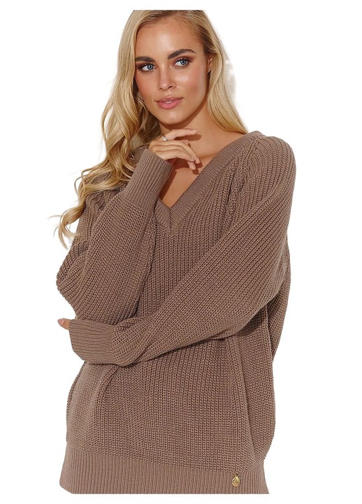 Pulover dama 5908273937557, Makadamia, Poliacril, Bej, One Size INTL