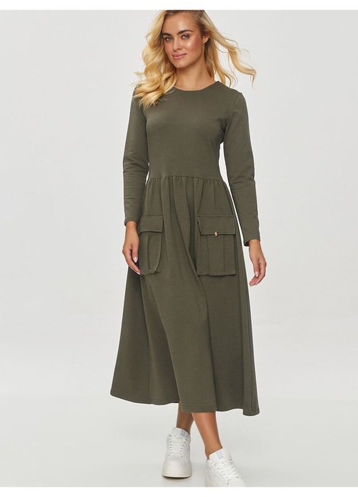 Ежедневна рокля Makadamia, цвят каки, изработена от удобна памучна материя