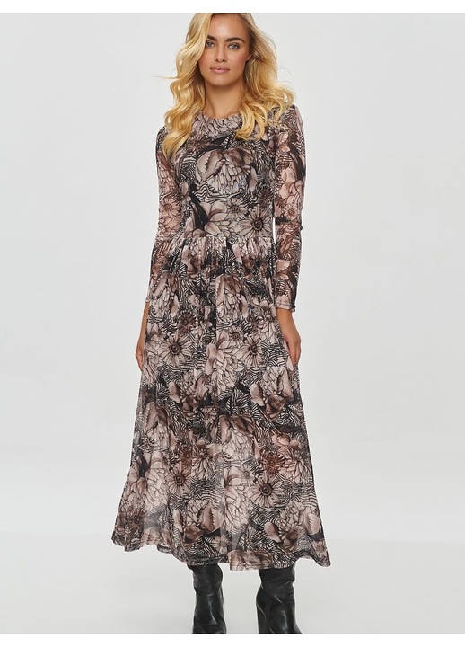 Дълга рокля, Makadamia, многоцветна, лека материя, сложен принт, 38 EU