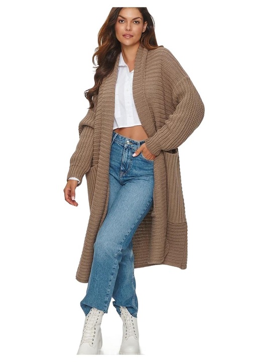 Cardigan dama, Makadamia, bej, poliacril/poliamida, One Size INTL