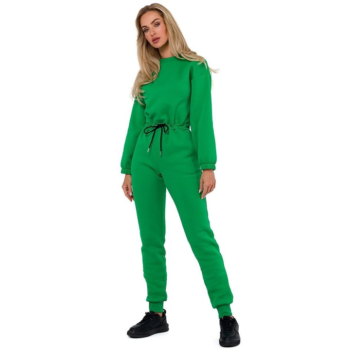 Дамски гащеризон MOE, зелен, 90% памук 10% полиестер, дълъг ръкав