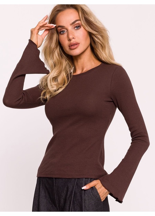 Дамска блуза MOE кафява качествена материя 2XL-3XL INTL