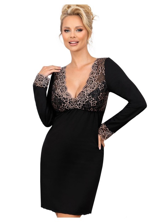 Дамска нощница, Donna, еластан/полиамид/вискоза, черна,