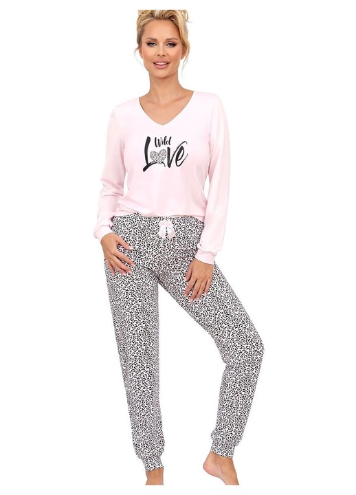 Дамска пижама Donna, памук, V-образно деколте, многоцветна