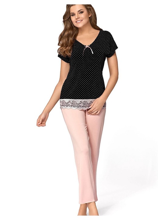 Дамска пижама Babella комплект от две части розово вискоза S INTL