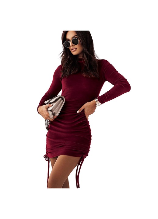 Къса рокля, Ivon, Полиестер, Червена, 34 EU