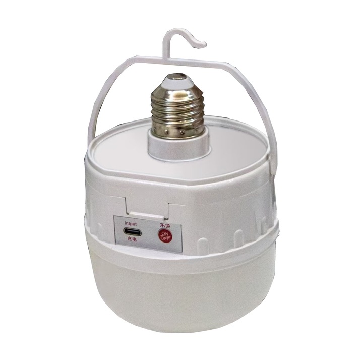 E27 Blub, Urgenta, suspensie, incarcare USB-C, 3 niveluri,200W